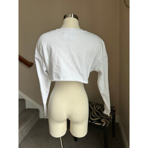 Calvin Klein Jeans white long sleep cropped crewneck size XS - Picture 6 of 7